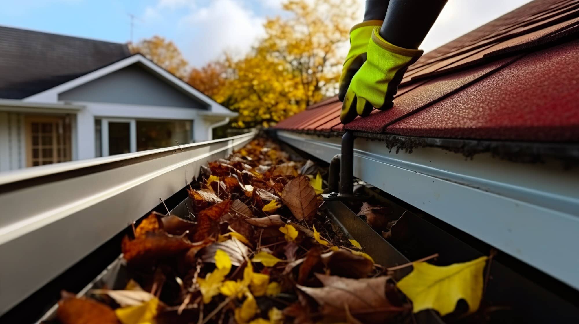 Mansfield Services gutter cleaning on a Vermont home